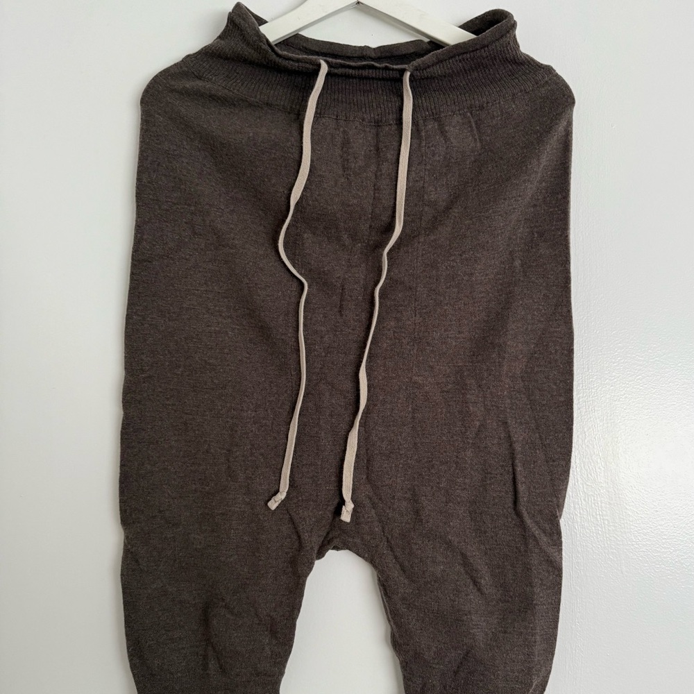 Rick Owens virgin wool drop crotch shorts brown